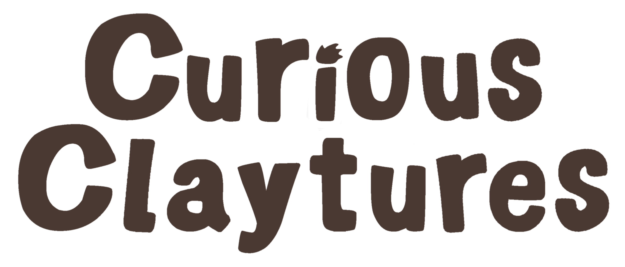 Curious Claytures logo | artistic handcrafted clay character with a unique design.